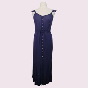 CARLY JEAN LOS ANGELES Navy Blue Leighton Maxi Dress Sz M Gauzy Beachy Boho